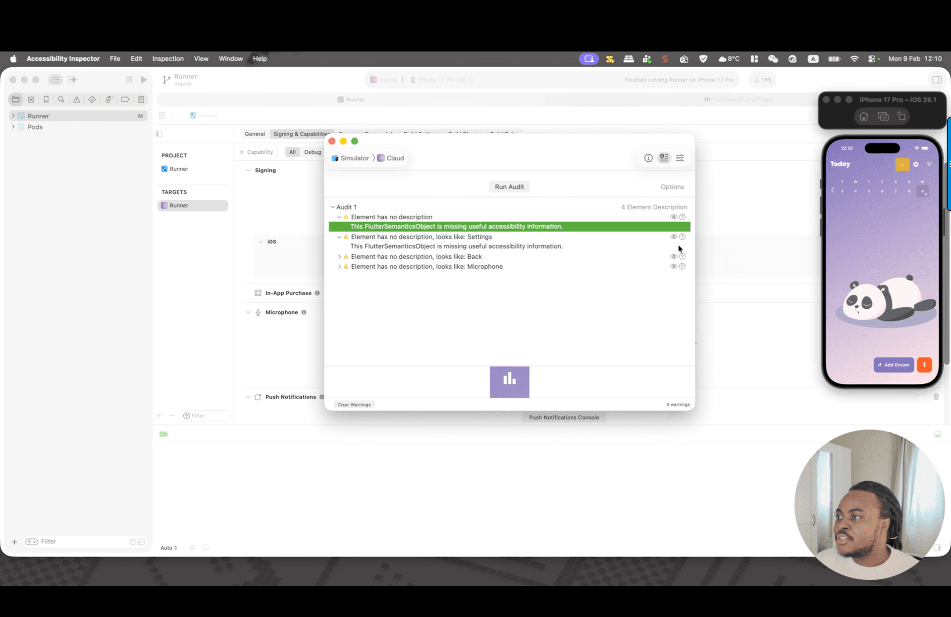 Xcode Accessibility Inspector audit workflow