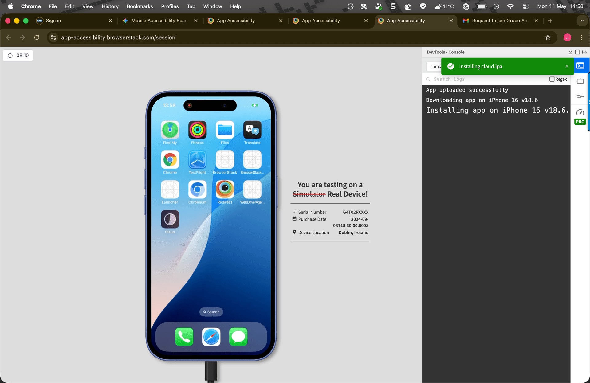 BrowserStack App Accessibility start screen